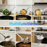 Multi-Functional Hot Pot Fat Skimmer Spoon, Stainless Steel Fine Mesh Strainer for Grease, Foam & Food Residue Removal