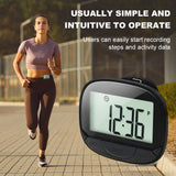 Clip-On Pedometer Electronic Pedometer Large Screen Simple Step Tracker Multifunctional for Adults Seniors Dog