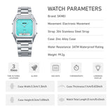 SKMEI Creative Dual Display Digital Electronics Watch Waterproof Quartz Watches For Men Women Students 3Time Luminous Wristwatch