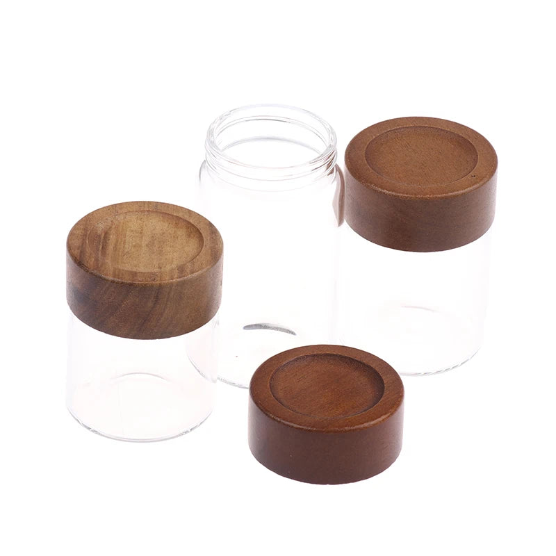 Mini Wood Lid Coffee Beans Storage Container Tube Kitchen Sealed Can Tea Spice Jars Single Dose Espresso Accessory Coffeware