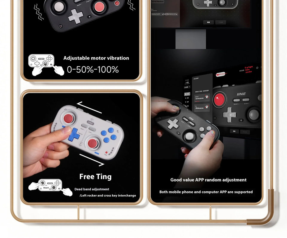NEW IINE Palm-Sized Gamepads Wireless Bluetooth Retro Gaming Controllers 1000hz Hall Joystick Portable Android Ios Phones Pc