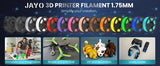 JAYO PETG/PETG Clear 3D Printer Filament 1.75 ±0.02mm 1.1kg/roll High Toughness Neatly Wound Filament Fit Most FDM Printer