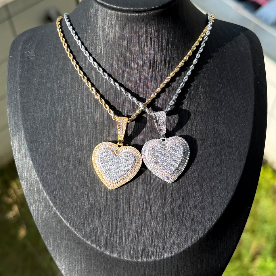 2026 New Arrivals Shiny Heart Shaped Pendant Necklace Micro Pave Bling Cubic Zirconia For Women Fashion Valentine's Day Gift