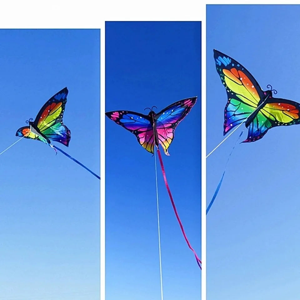 1.45m Colorful Butterfly Kite for Kids Easy to Fly Steering Flying Kites with Long Tail Outdoor Toys Perfect for Family Fun
