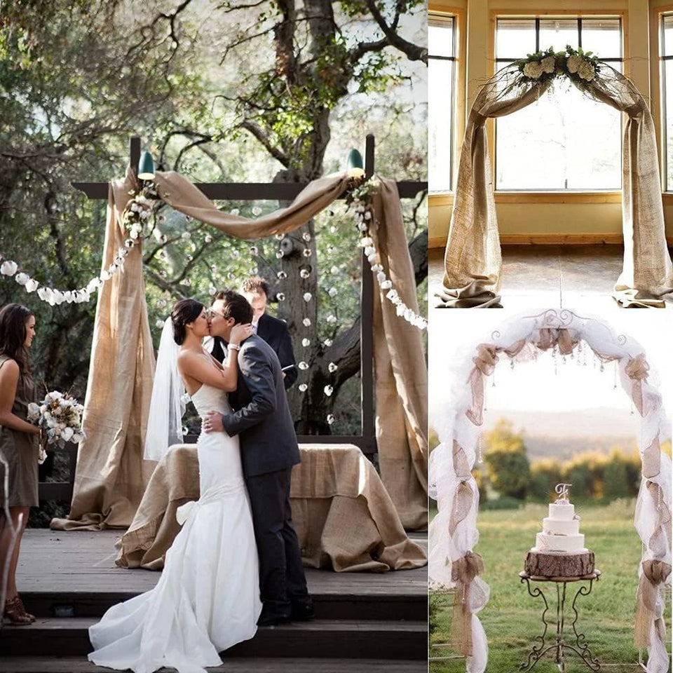 Natural Burlap Table Runner Farmhouse Jute Fabric Kitchen Coffee Tablecloths for Wedding Aisle Carpet Garden Outdoor Decorations