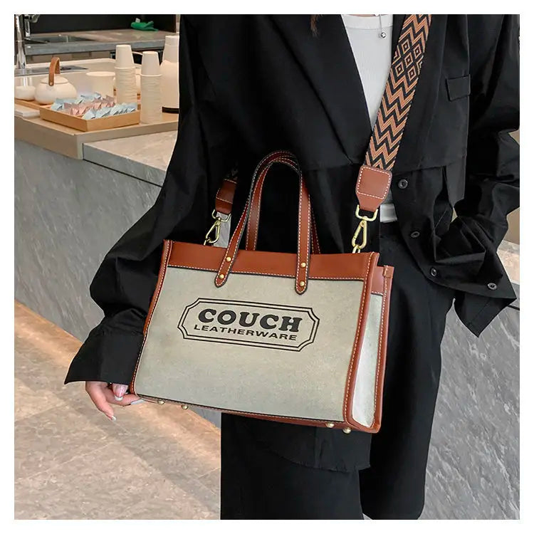Canvas handbags women's 2023 new fashion all-match tote bag style large capacity shoulder messenger bag for woman