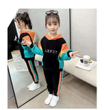 Winter Warm Girls Contrast Alphabet Full Fleece Sweatshirt+Sweatpant School Kids Tracksuit Child 2PCS Outfit Jogger Set 5-14 Yrs