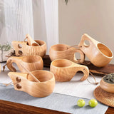 (1pcs) Creative Small Wooden Milk Cup 6/8oz 180-240ml Finland Wooden Coffee Cup