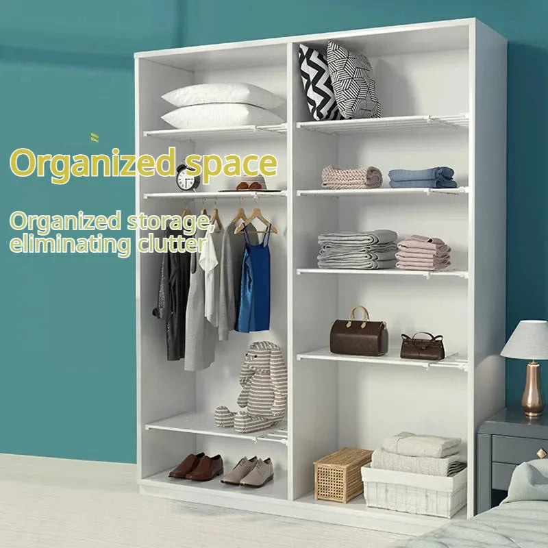 Adjustable Closet Shelf Organizer, Extendable Storage Rack with Divider, Space Saving Shelf for Home Dormitory Wardrobe Cabinet