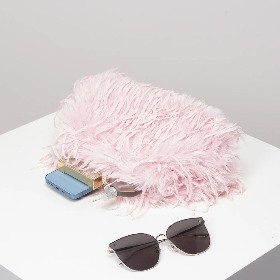 Dopamine-style clip bag, Y2K plush clutch bag, candy-colored women's purse, dinner dress clutch