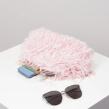 Dopamine-style clip bag, Y2K plush clutch bag, candy-colored women's purse, dinner dress clutch
