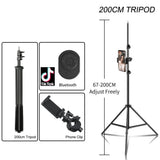 200/170/150/55cm Selfie Tripods Aluminum Light Stand For Phone Stand Mount Digital Camera Tripod With Clip Bluetooth Controller