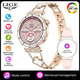 LIGE New 1.19inch AMOLED Fashion Ladies Smart Watch Bluetooth Call Sports Bracelet Women’s Health Waterproof Diamond Smartwatch