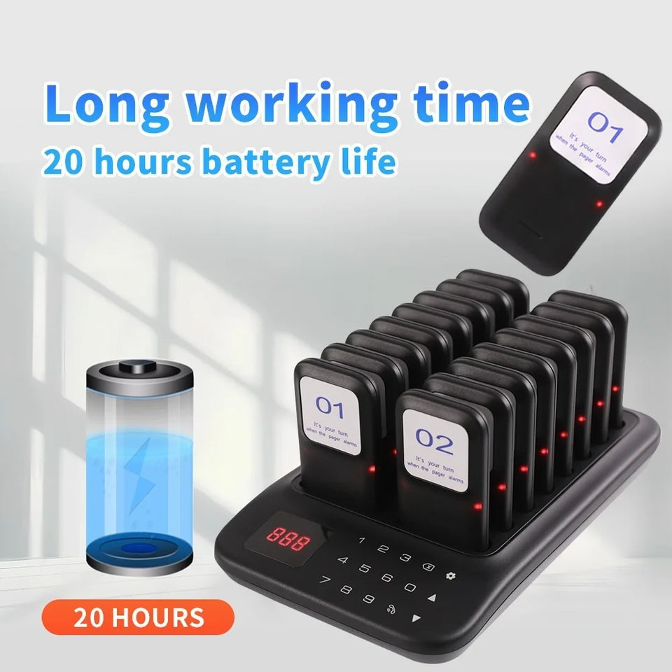 Restaurant Pager System,16 Restaurant Pagers,Wireless Calling System for Restaurant,1000FT Long Range Food Buzzer  Pagers