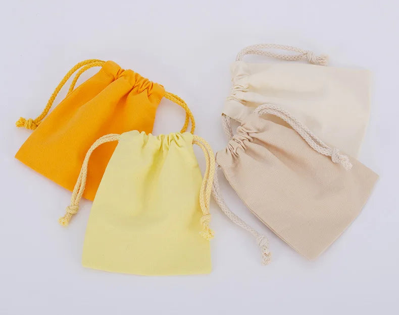 Cotton Drawstring Storage Bag White Canvas Bags for Candy Gift Package Pouch Reusable Home Sundries Organize Dustproof Sacks