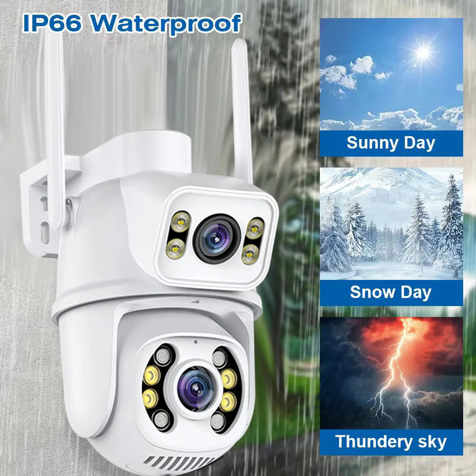8MP 4K Dual Lens Wifi Camera Ai Auto Tracking Waterproof Security CCTV Video Surveillance Camera Police Light Alarm IP Camera