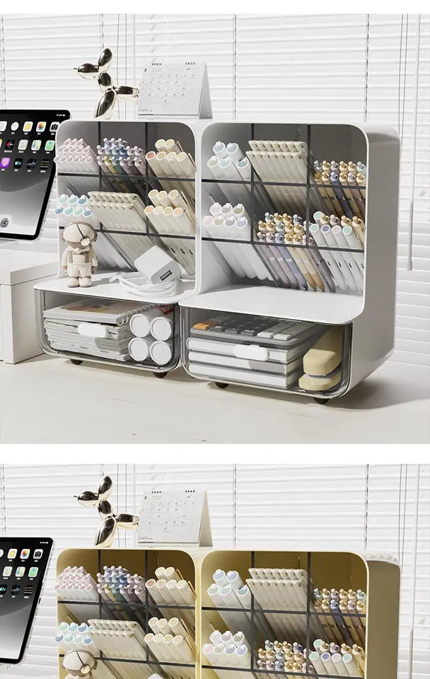 Angle Insertion Desk Pen Holder, Desktop Storage Box for Office Supplies & Cosmetics, Multifunctional Organizer Rack