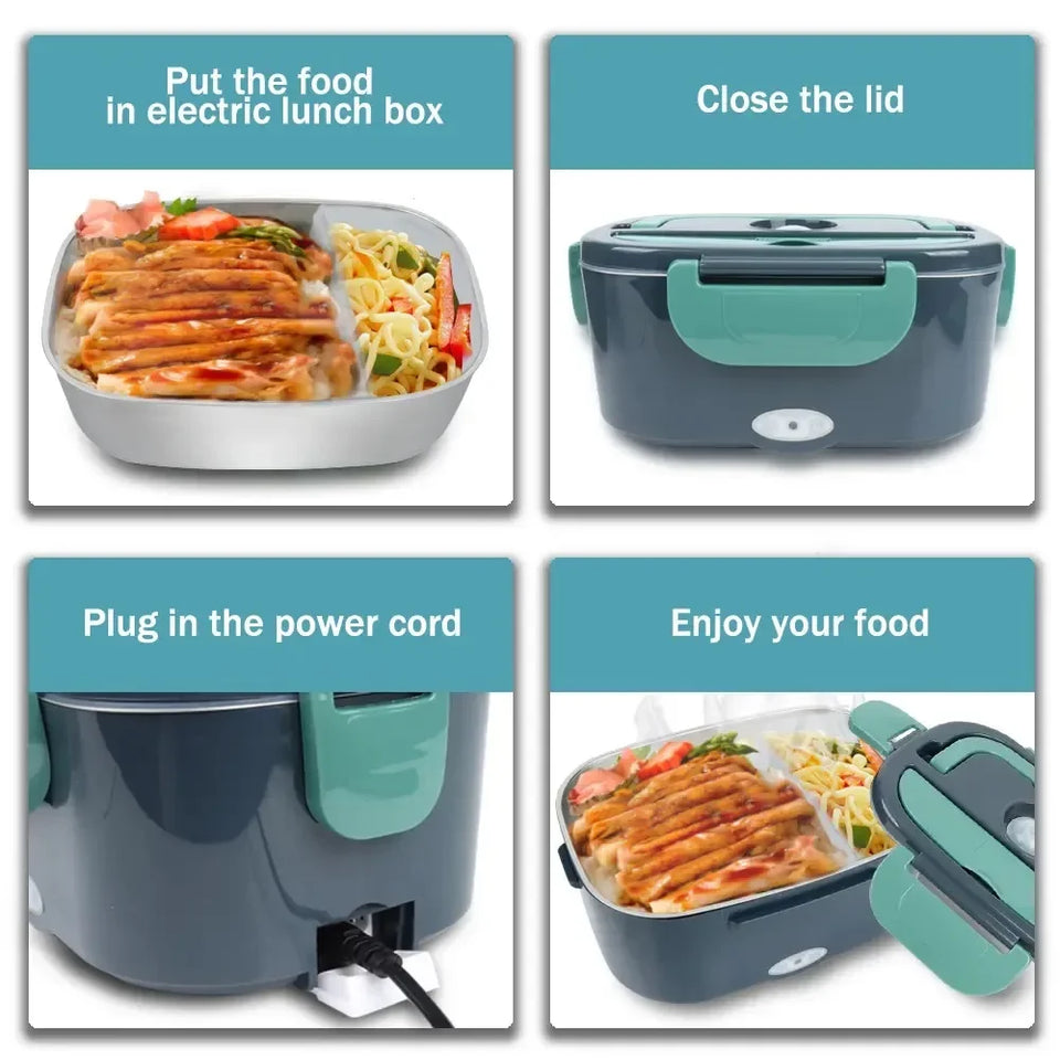 1.5L Electric Lunch Box – Portable Food Warmer for Office & Car, 304 SS Inner Pot, 60W Efficient
