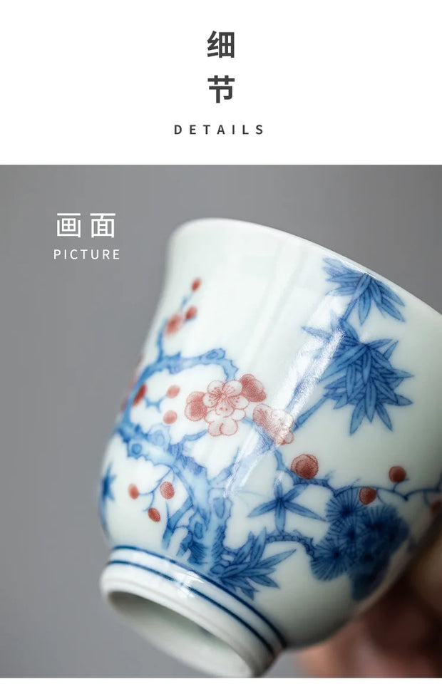 Kung Fu Tea Cup, Hand-painted,  Vintage Blue and White Tea Cup, Handmade Ceramic，High End Personal Tea Cup, Single Cup
