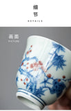 Kung Fu Tea Cup, Hand-painted,  Vintage Blue and White Tea Cup, Handmade Ceramic，High End Personal Tea Cup, Single Cup