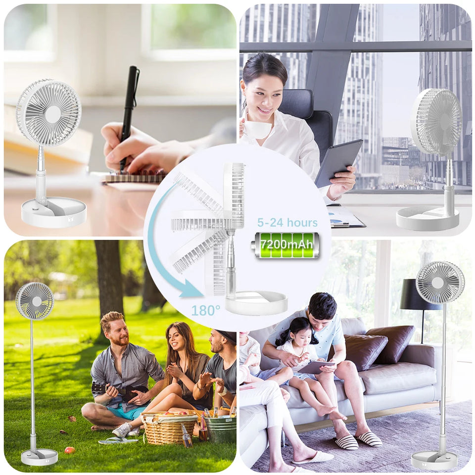 UNITEDTIME Desk and table fan, Foldable Fans Portable Travel Fan Battery Operated or USB Powered,Adjustable Height,My Foldaway