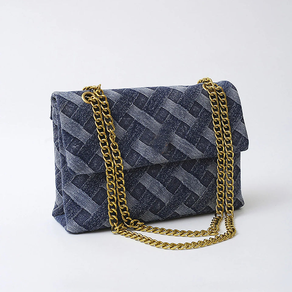 Women's K-G Shoulder Bag For High Quality Braided Denim Chain Crossbody Bag Designer Luxury Handbag Brand Ladies Bag