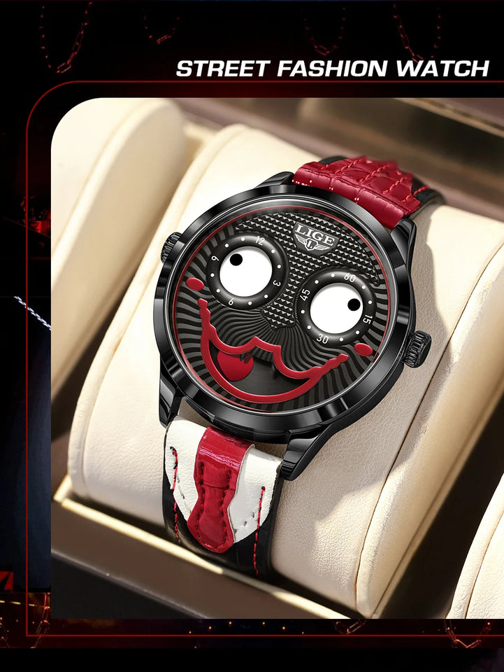 LIGE 2025 TOP Men's Watches Quartz Clown Dial Watches Unique Strange Fashion Cool Watch Waterproof watches for men reloj hommes