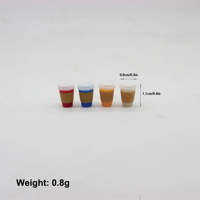 4Pcs Cute Miniature Dollhouse Mini Holding Latte Coffee Cup Mini Drinks Model For Dollhouse Doll Accessories