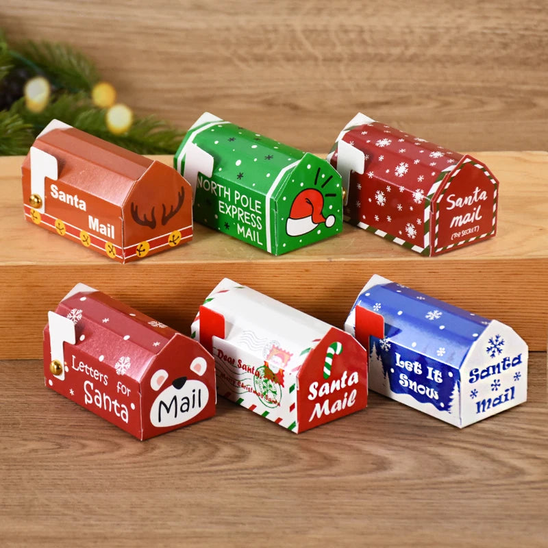 6/24pcs Christmas Mailbox Shape Candy Gift Box Kids Xmas Cookie Snack Packing Box Bag 2024 Navidad Noel Home Decor 2025 New Year
