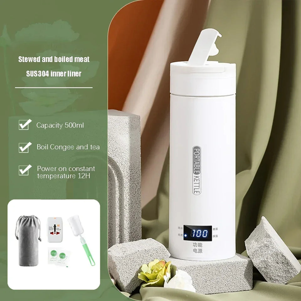 Portable Electric Kettles Tea Coffee Kettle Mini Travel Boil Water Stewable Keep Warm Appliances Thermo Anti-Scald Bottle