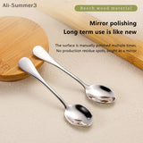 3/5Pcs Stainless Steel Mini Coffee Scoops Spoon Coffee Tea Ice Cream Spoons Dessert Spoon Couple Kitchen Tools