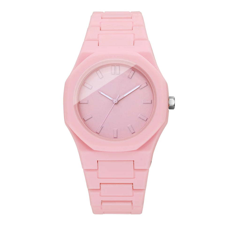 Casual Plastic Strap Women Quartz Wristwatch Fashion Simple Dial Quartz Watches For Ladies Clock Reloj Mujer (Without Box)