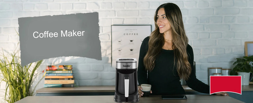 Sonifer Automatic Turkish Coffee Maker SF-3588, Smart Anti-Spill Sensor, Fast & Slow Brew Modes, 250ml, 700W, One-Touch