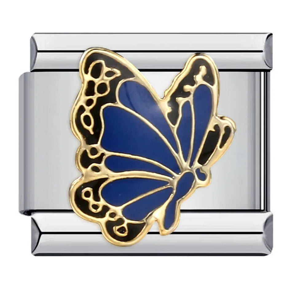 New Arrivals Blue Cute Small Animals Fit Women Men Stainless Steel Bracelet Italian Link 9mm Charm Jewelry DIY Making For Gifts