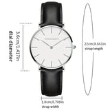 1 Set Women Leather Watches Minimalist Style 6.9mm Ultra Thin Dial Black Gift Box Adjuster Spare Strap Women's Dress Wristwatch