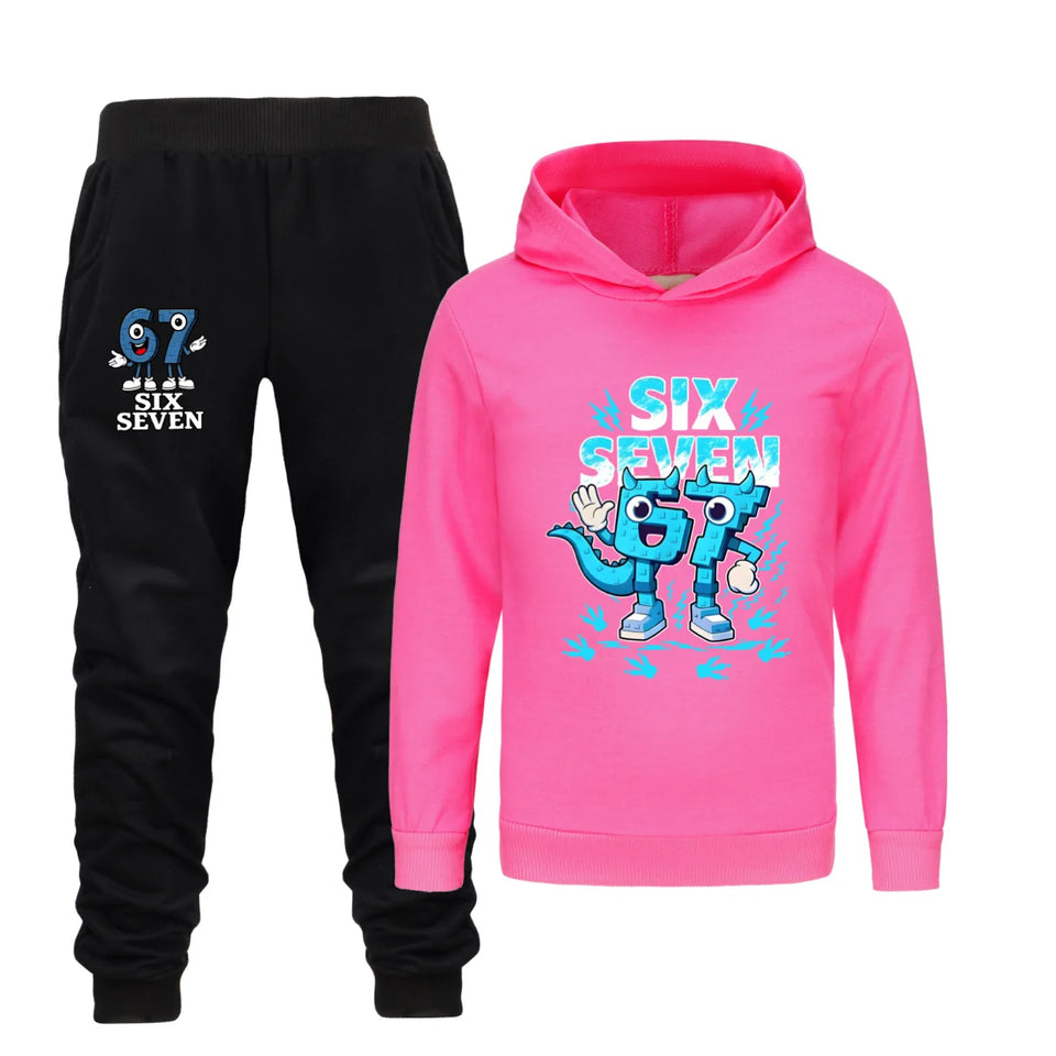 Kids Clothes Steal a Brainrot Six Seven 6-7  Baby Girls Hooded Sweatshirt Pants 2pcs Set Boys Autumn Pullover Tracksuits 5192
