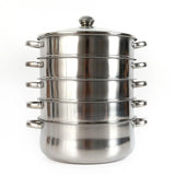 5 Tier 26 / 28 / 30cm Steam Cooker Steamer Pan Cook Food Veg Pot Stainless Steel