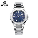 OGEDA 2024 new 40MM square men's quartz watch glass stainless steel waterproof 3Bar luminous C3 reloj hombre watches for men