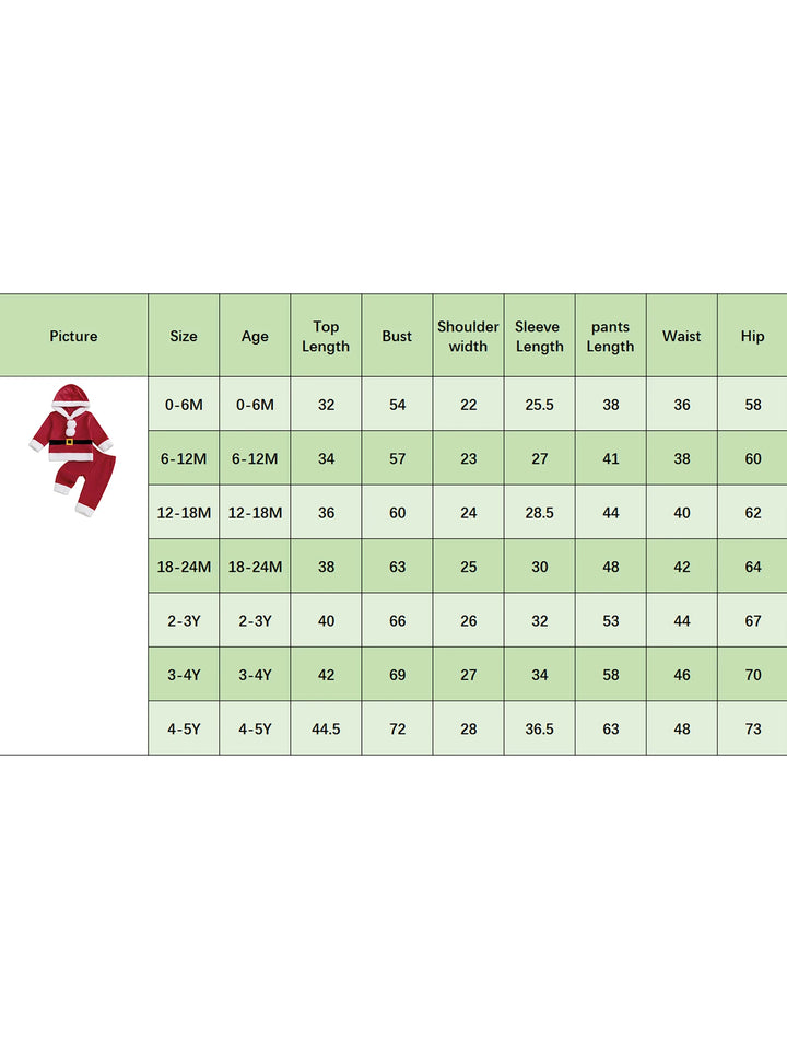 0-5T Girls Boys Santa Claus Costume Long Sleeve Hooded Sweatshirt with Pants Christmas Outfit Cosplay Costume