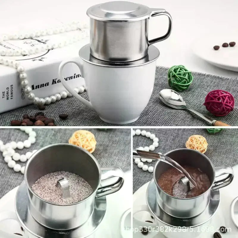 Stainless Steel Coffee Filter Infuse Cup Vietnamese Coffee Dripper Maker Pot Portable Coffee Drip Strainer Kitchen Tools 1PC