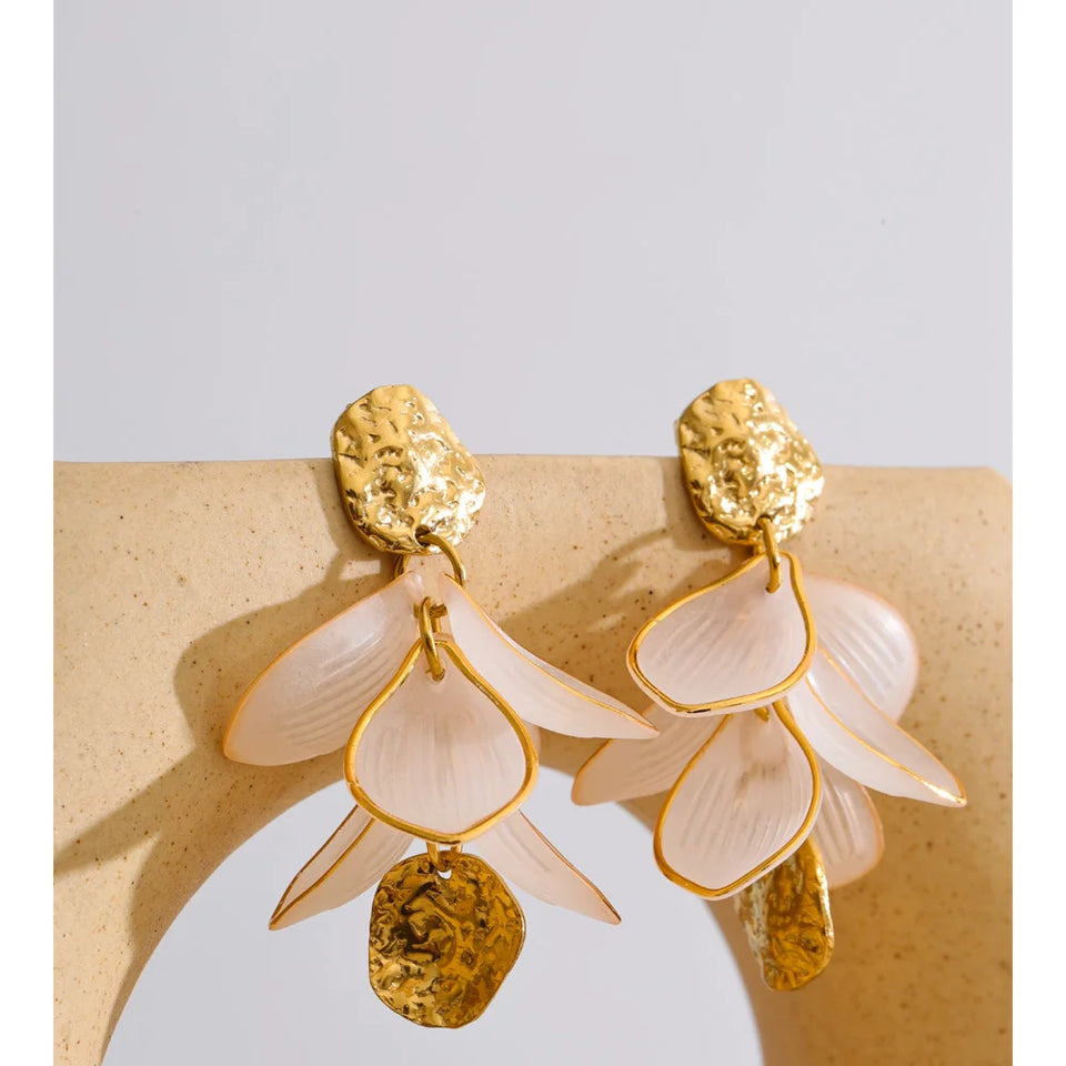 Yhpup Resin Acrylic Flower Petal Drop Earrings 2026 Stainless Steel New Arrivals Popular Spring Summer Charming Handmade Jewelry