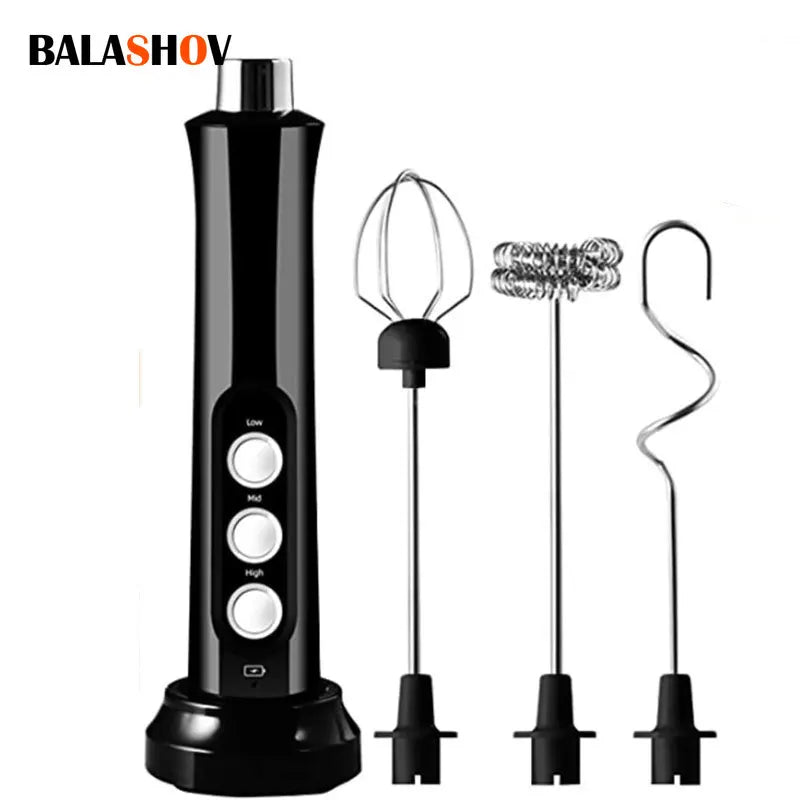3 In 1 Wireless Rechargeable Electric Milk Frother Foam Maker Handheld Foamer High Speeds Drink Mixer Coffee Frothing Wand