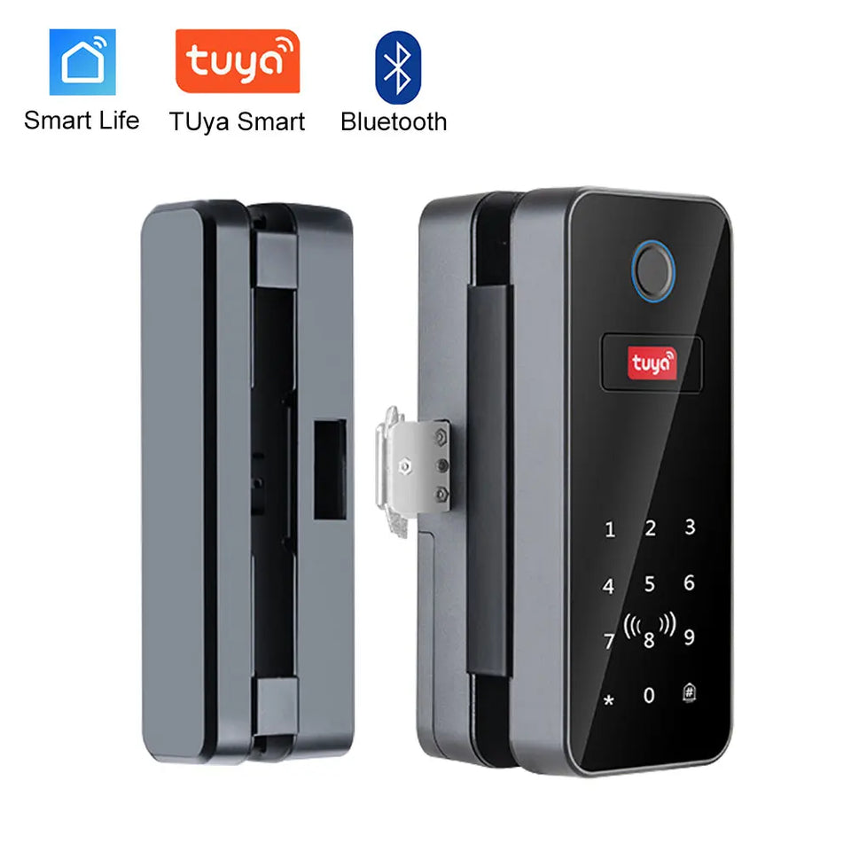 Bluetooth Electronic Glass LOCK Fingerprint Recognition Smart Lock Tuya APP Rfid Card Biometric Unlock for Glass Door Lock