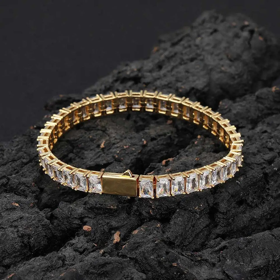New Arrivals 6mm Baguette Diamond Silver/Gold Plated Hip Hop Jewelry Iced Out Tennis Chain Necklace Gift For Women/Men