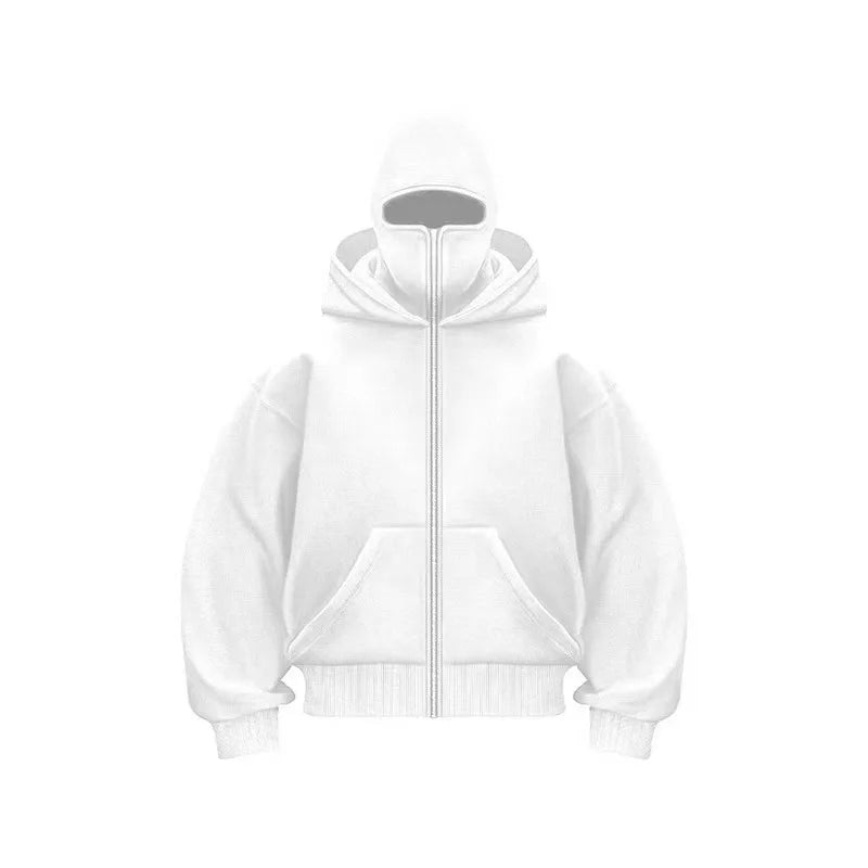 2025 Men Balaclava Y2K Gothic Harajuku Winter New Item Double Hooded Sweatshirt Autumn Men's Hooded Mask Zipper Sportswear Women