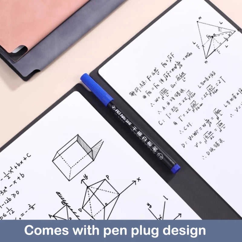 1Pc Reusable Erasable Whiteboard Notebook Leather Portable Drafting Notebook Writing Board Desktop Memo Pad