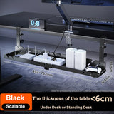 New No Punching Under Table Storage Rack Metal Cable Management Tray Standing Desk Organizer Cord Management Storage Accessories