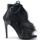 Fur Peep Toe Cross Tied Platform Sandal Boots Sexy Round Toe Thin Heel Zippeer New Arrivals Fashion Women Modern Boors