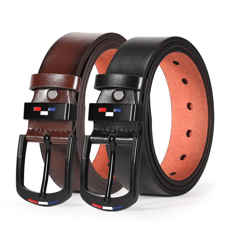 1pc Men's PU Leather Alloy Black Pin Square Buckle Belt Business Leisure Belts Fashion Black Coffee WaistBelts for Men