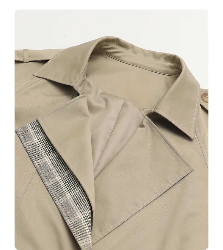 CHIC VEN Women Long Trench Coat Loose Casual New Plaid Patchwork Female Windbreaker Office Ladies Outerwear Spring Autumn 2025